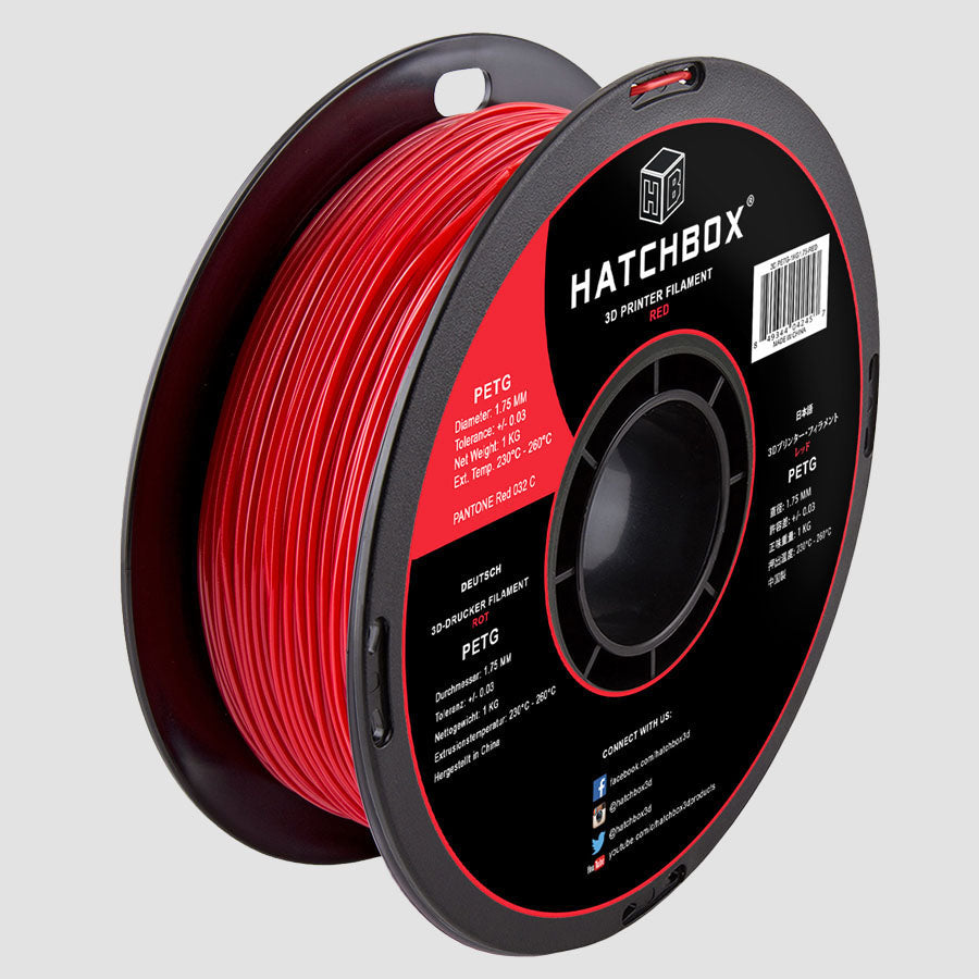 Hatchbox PETG Red filament, +/- 0.03mm – HATCHBOX 3D
