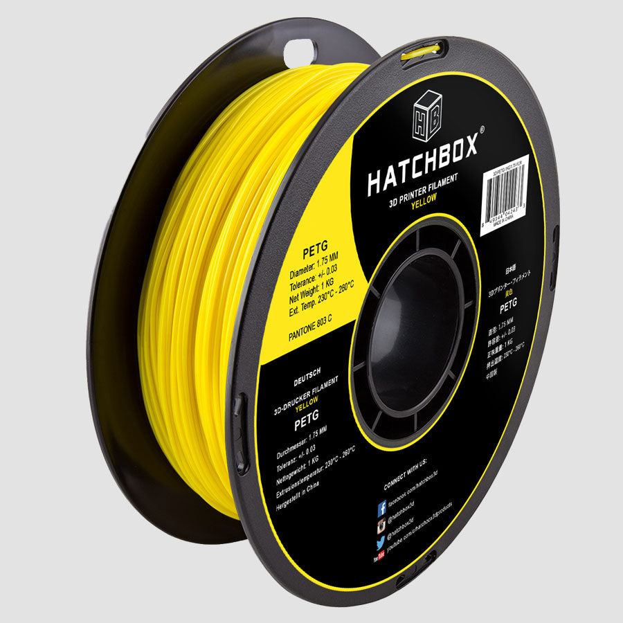 Hatchbox PETG Yellow -1.75MM,1KG spool,3D filament, +/- 0.03mm