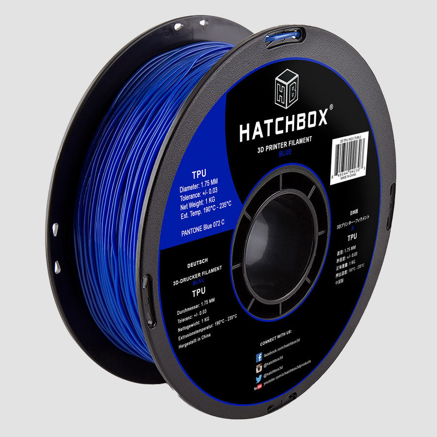 Hatchbox TPU Blue (Shore 95A)-1.75MM,1KG spool,3D filament, +/- 0.03mm –  HATCHBOX 3D