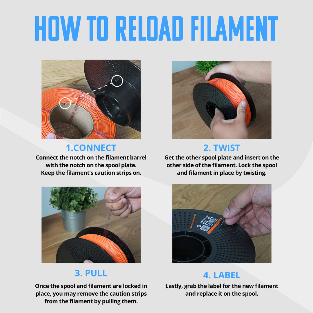 ORANGE PLA FILAMENT REFILL - 1.75MM, 1KG SPOOL