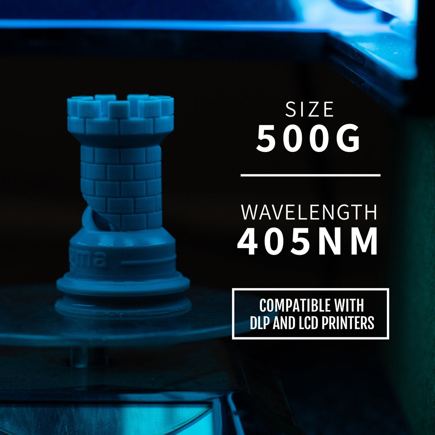 White 3D Printer Resin - 405nm, 500ml Bottle