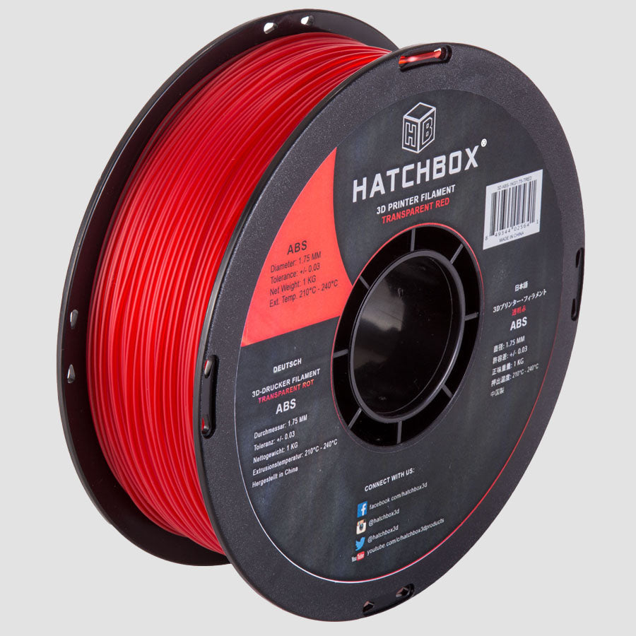 TRANSPARENT RED ABS FILAMENT - 1.75MM, 1KG SPOOL