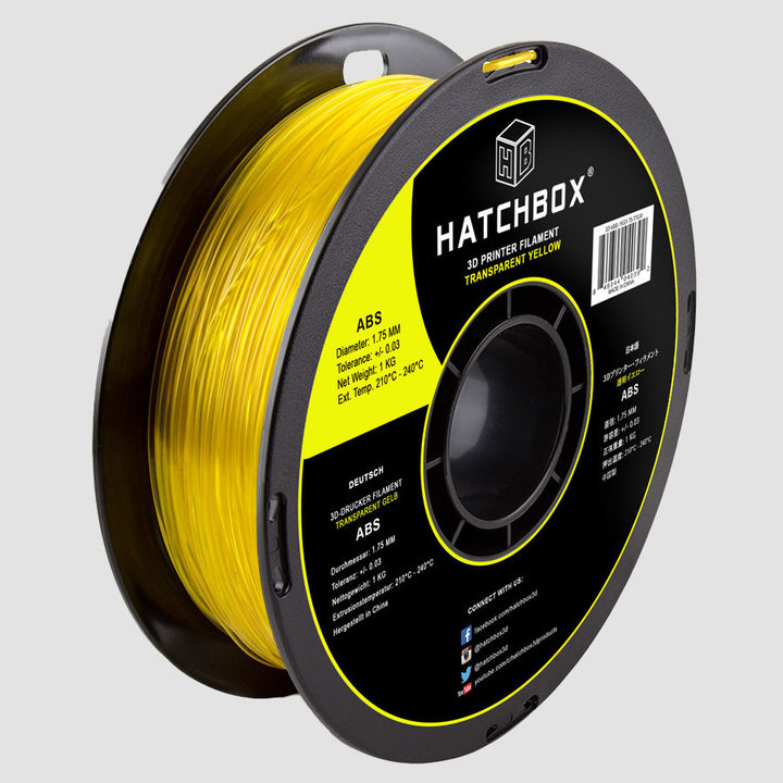 TRANSPARENT YELLOW ABS FILAMENT - 1.75MM, 1KG SPOOL