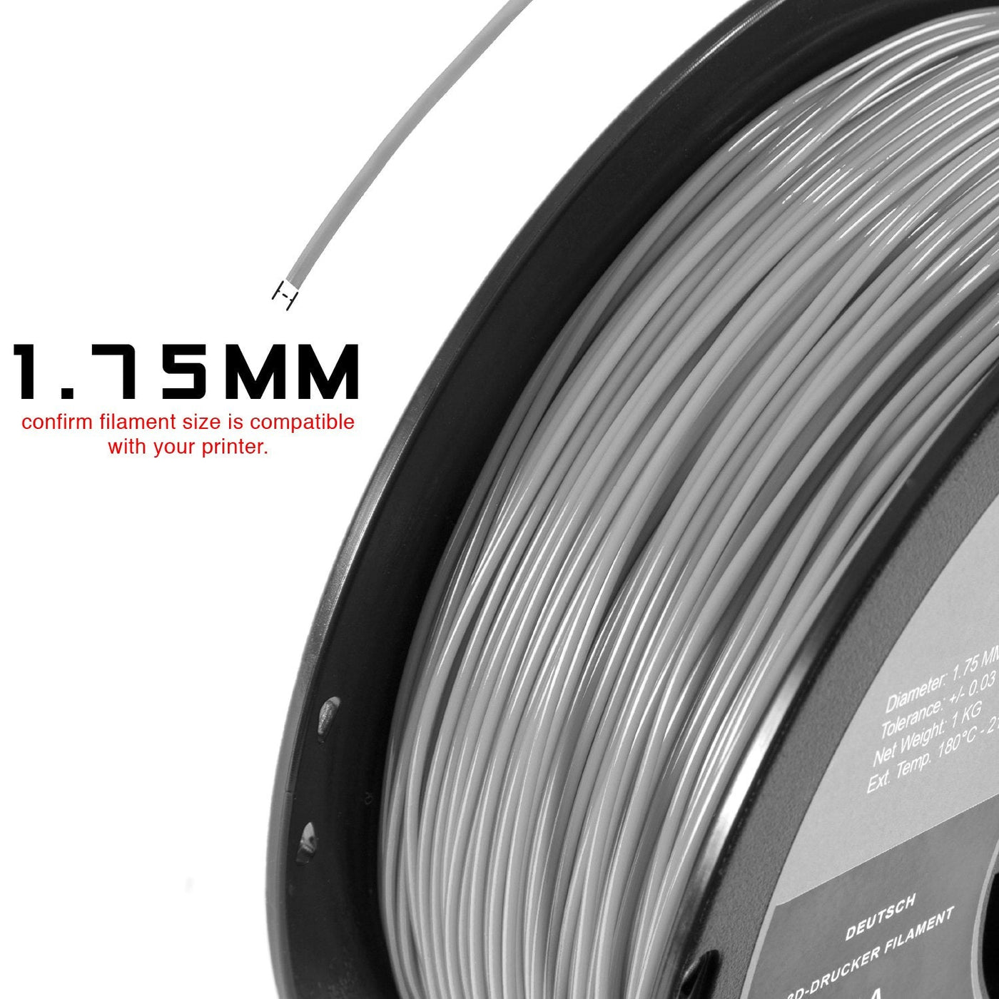 Fibre de carbone - Filament PLA standard - 1,75 mm, 1 kg