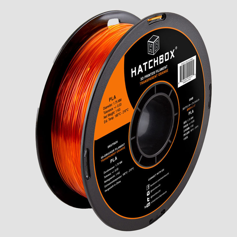 TRANSPARENT ORANGE PLA FILAMENT - 1.75MM, 1KG SPOOL