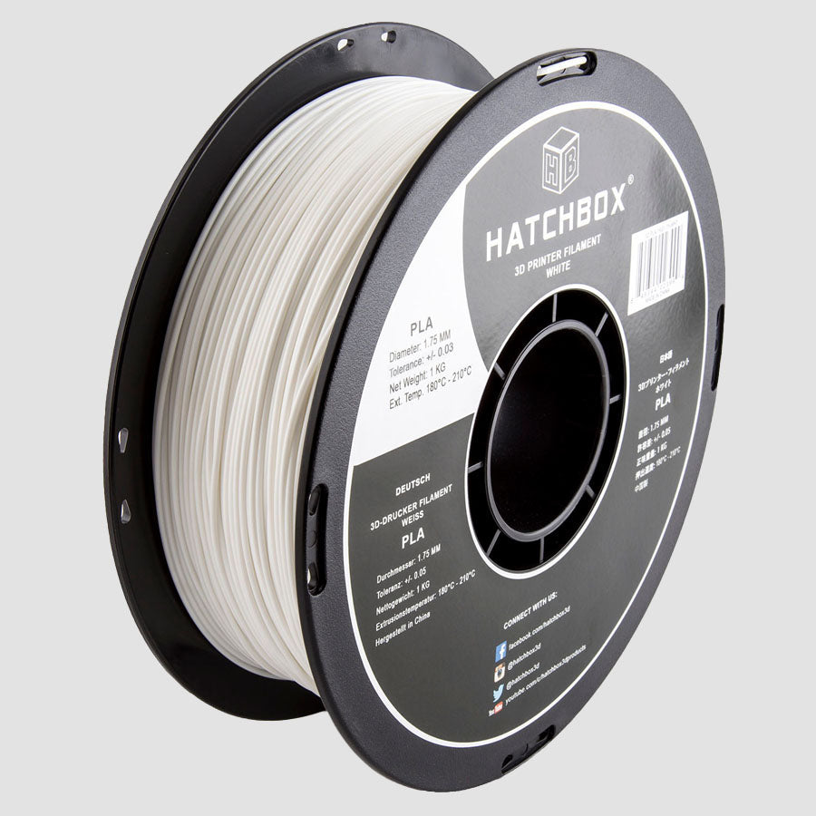 WHITE PLA FILAMENT - 1.75MM, 1KG SPOOL