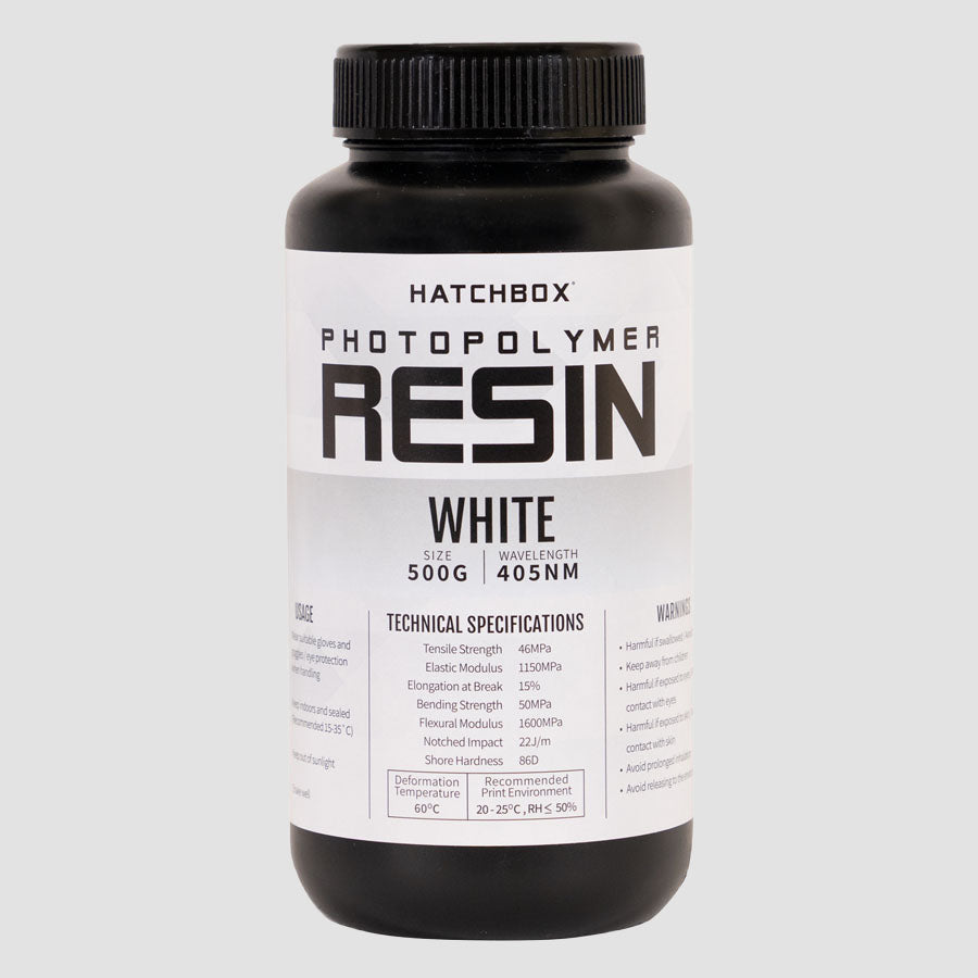 White 3D Printer Resin - 405nm, 500ml Bottle