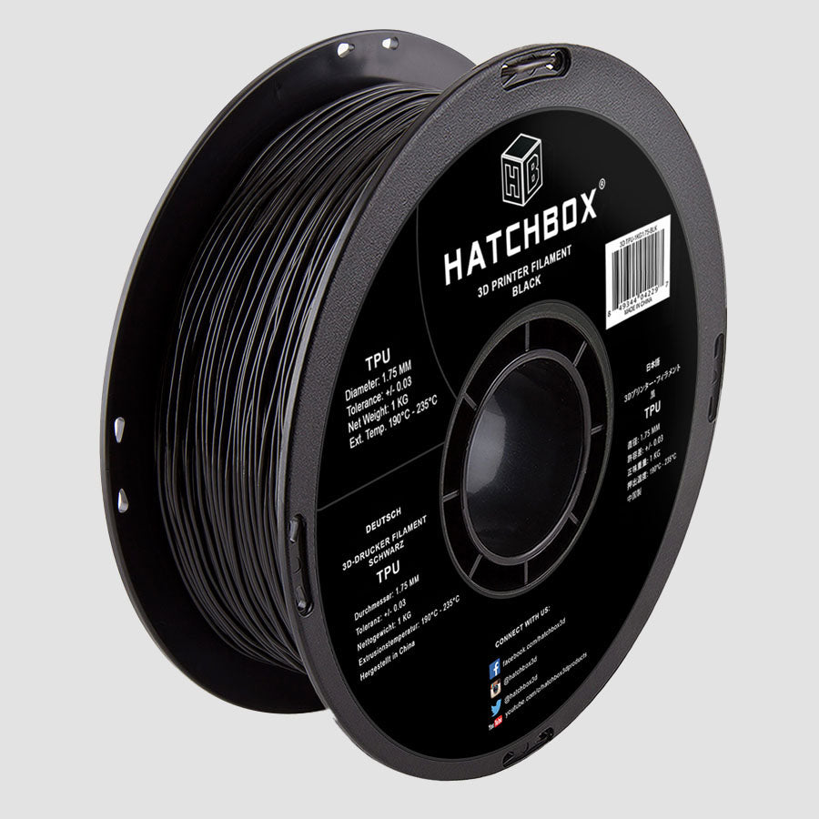 BLACK TPU FILAMENT - 1.75MM, 1KG SPOOL (SHORE 95A)