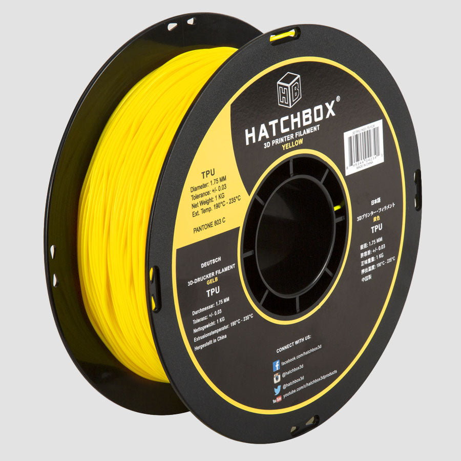 YELLOW TPU FILAMENT - 1.75MM, 1KG SPOOL (SHORE 95A)